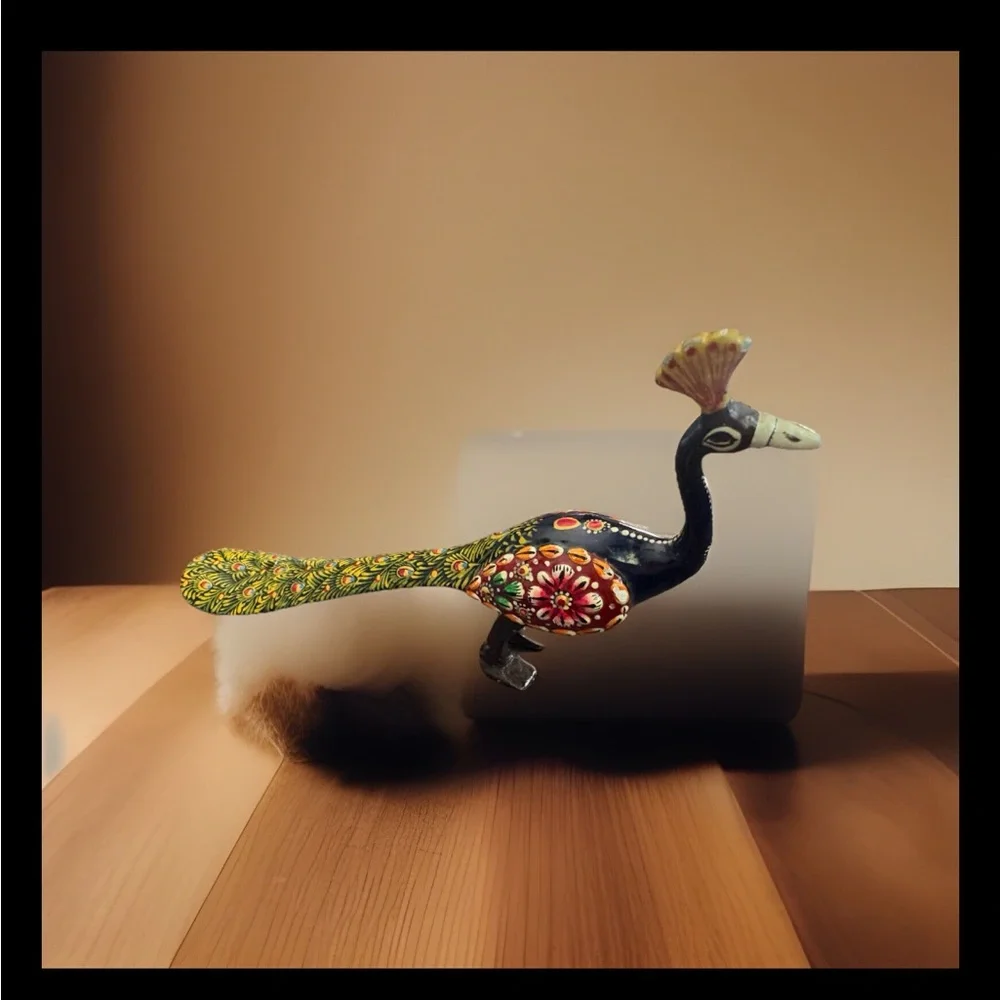Colorful Peacock Bird Figurine metal